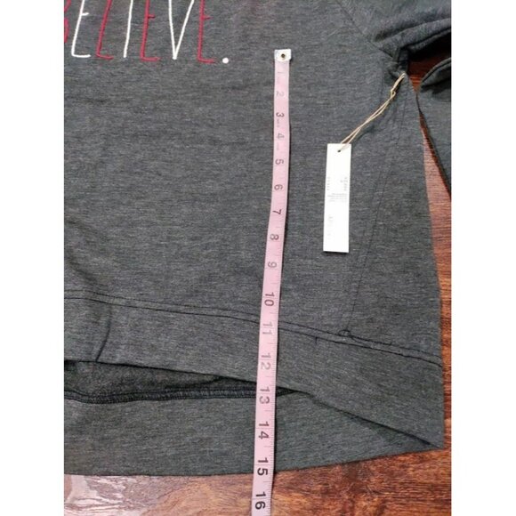 NWT Rae Dunn BELIEVE Drop Shoulder Graphic Sweatshirt Charcoal Heather Womens XL - Picture 7 of 12
